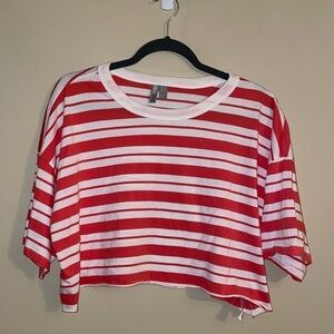 ASOS Striped Short Sleeve Cropped Top